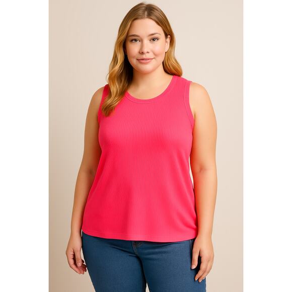 Y2K Coral Ribbed Tank Top Lane Bryant 18/20 Plus Size Sleeveless Core Basic - Picture 1 of 3
